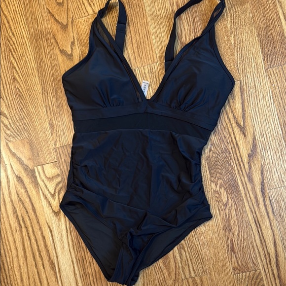 Black one piece, mesh ladies swimsuit - Picture 2 of 4